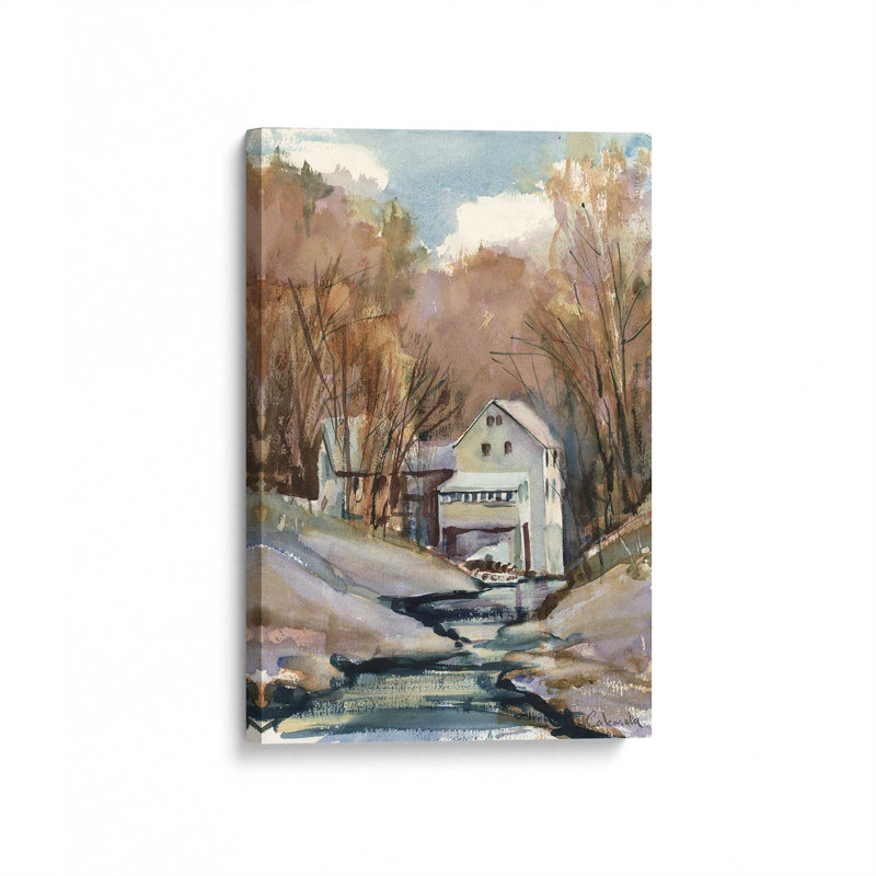 «Hill Town River View» par Stephen Calcasola, reproduction d'art sur toile, H 48 po x l 36 po