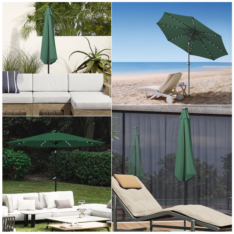 Parasol d'extérieur, 102 pouces de largeur, Vert