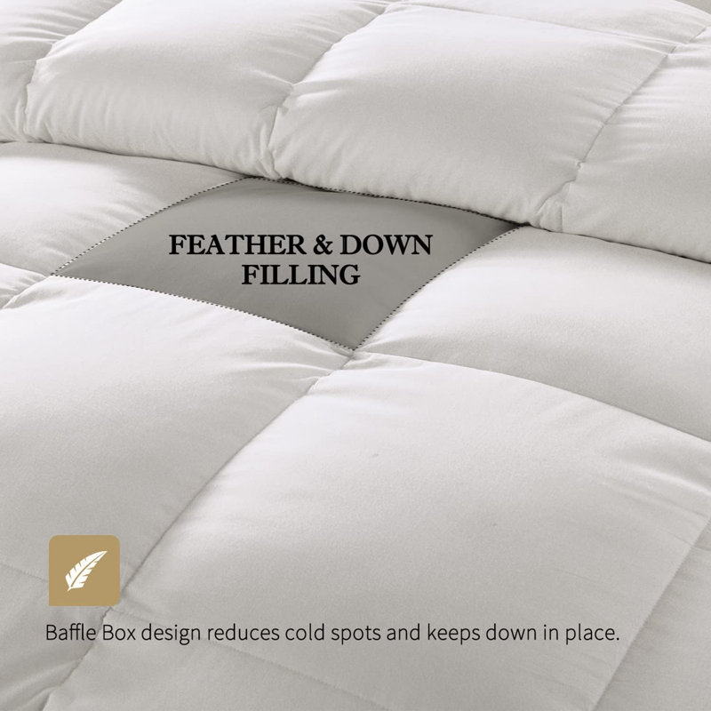 All Season Duvet Insert - 100% Cotton Shell Goose Feather Down Comforter with 8 corner tabs, King