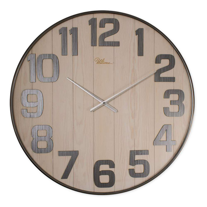 Horloge murale élégante en métal, 35,4 po x 35,4 po | 80% panneau de fibres à densité moyenne et 20% acier, mouvement de balayage silencieux | Bois élégant, parfait pour le salon, le bureau et la maison | Design moderne et art fonctionnel