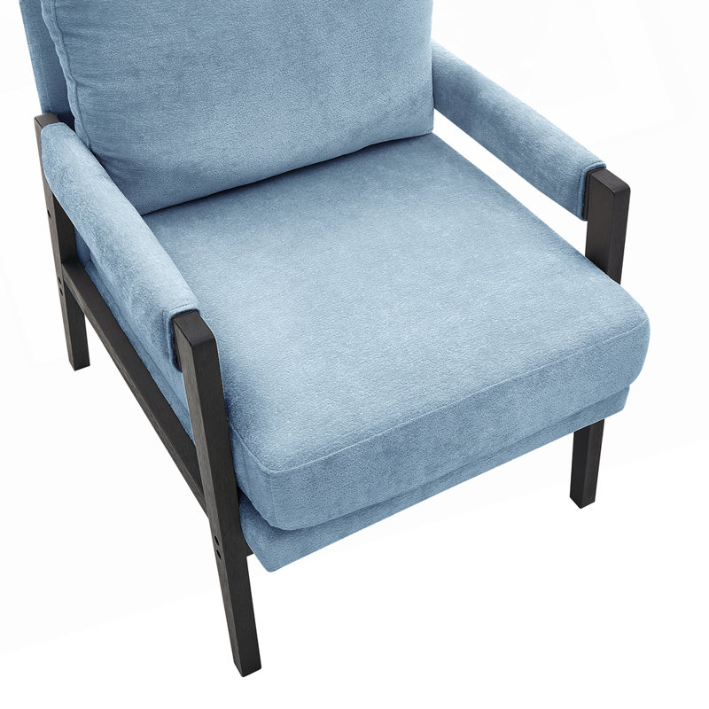 Fauteuil d'appoint rembourré en chenille de style Mid-Century, Bleu