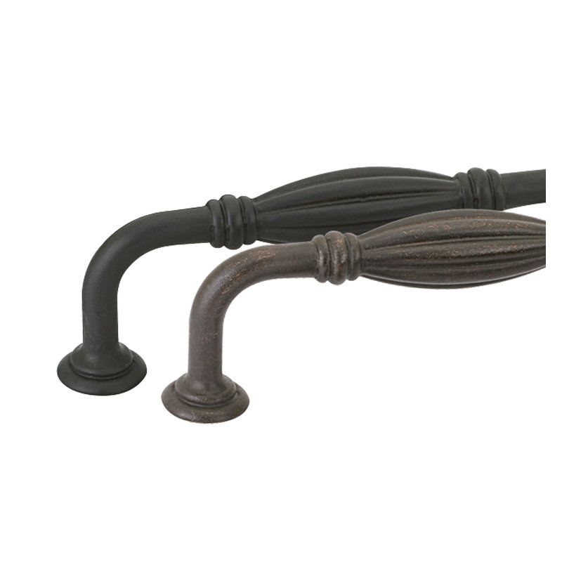 Tuscany Fluted Fixed 6" Center to Center Arch Pull, Flat Black Bronze Patina, 4"