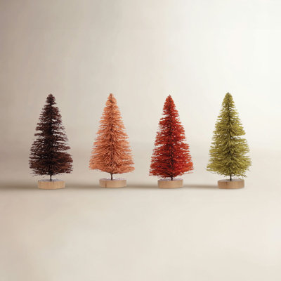 Sisal Bottle Brush Trees with Wood Base