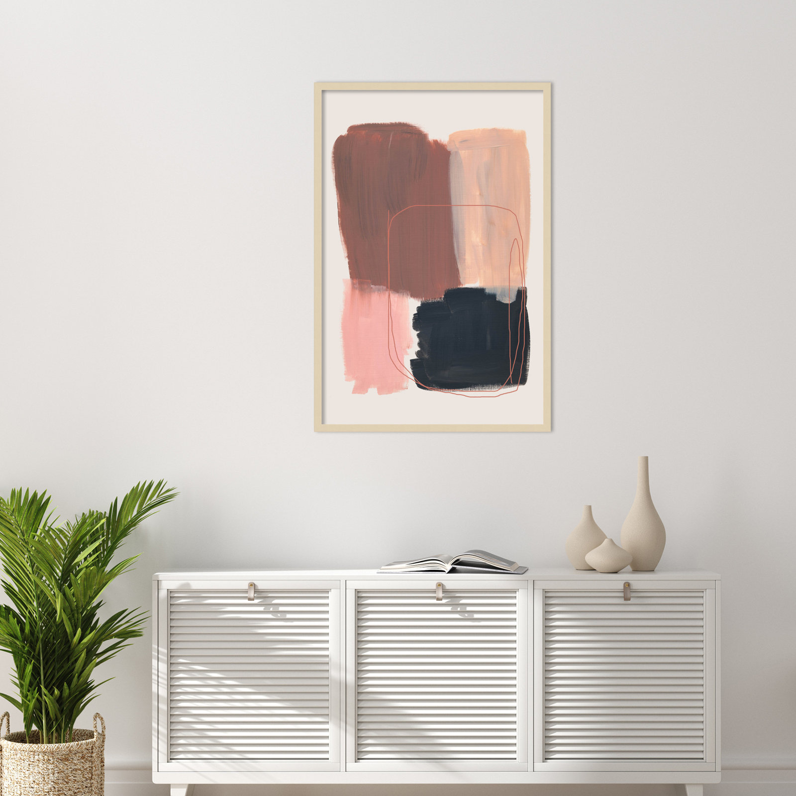 Rience "Abstract Brush Strokes 120" Print, Brown, 41" H x 28" W