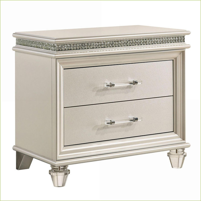 Table de chevet 2 tiroirs Pearl White