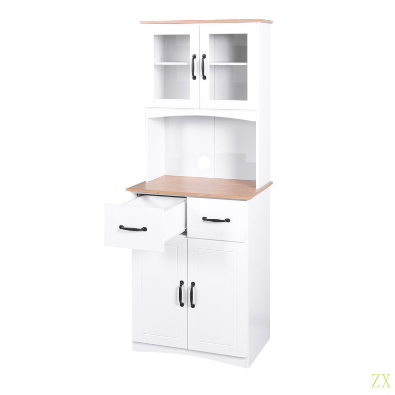Armoire de cuisine en bois avec porte et cadre en verre