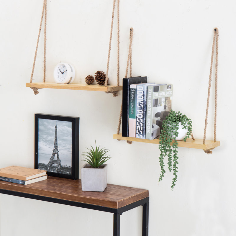 Ariadnne Triangle Pine Solid Wood Floating Shelf, 44.5 cm H x 43.2 cm W x 13.5 cm D, Brown
