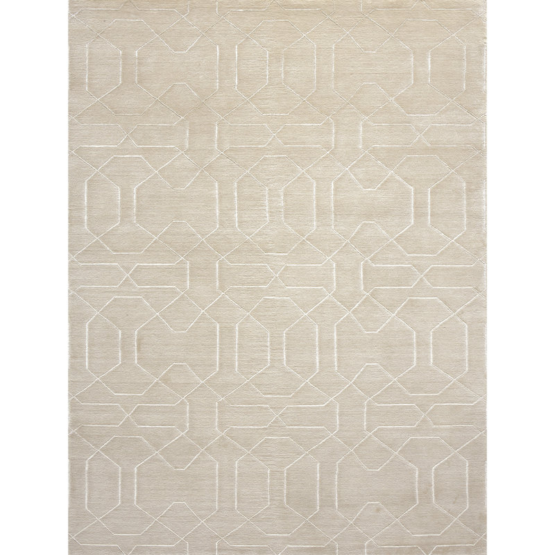 Geometric Area Rug in Ivory/Gray, Rectangle 6' x 9'