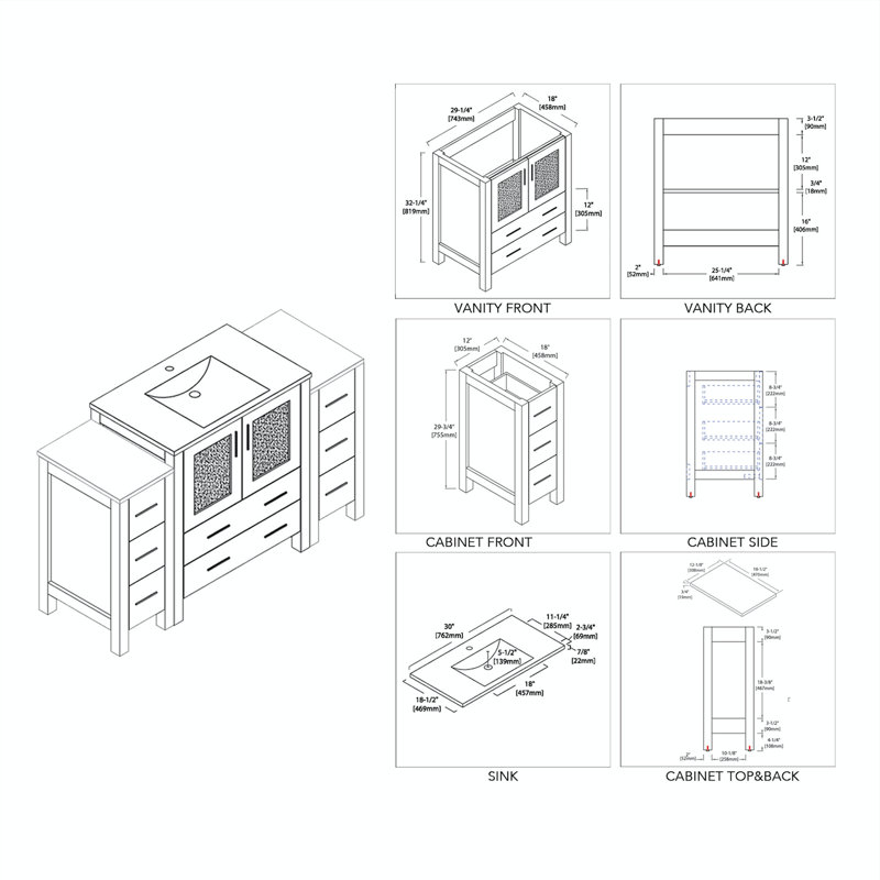 Meuble-lavabo simple 54 po avec lavabo, Gris métallique