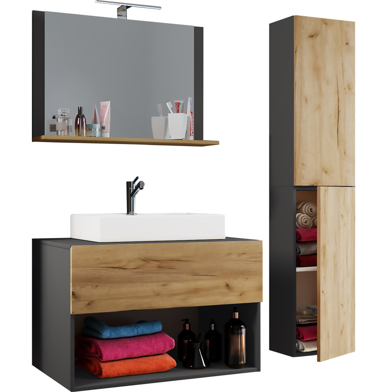 Amelien Bathroom Furniture Suite, Brown / Black