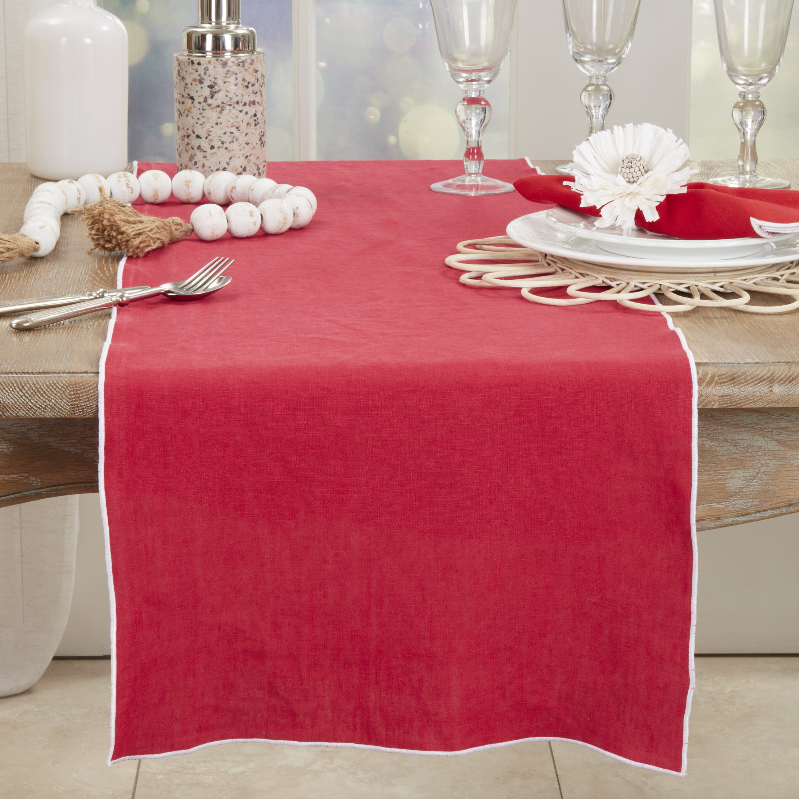 Riggs Table Runner, Red/White