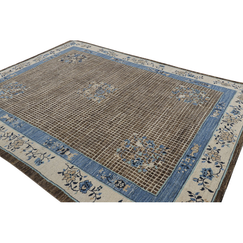 Burano Hand Knotted Wool Geometric Area Rug, Rectangle 5' x 8'