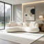 Canapé d'angle quatre places en tissu courbé incurvé, 260 cm (102,36 po), style Mid-Century, idéal pour un salon ou un appartement.-286134277