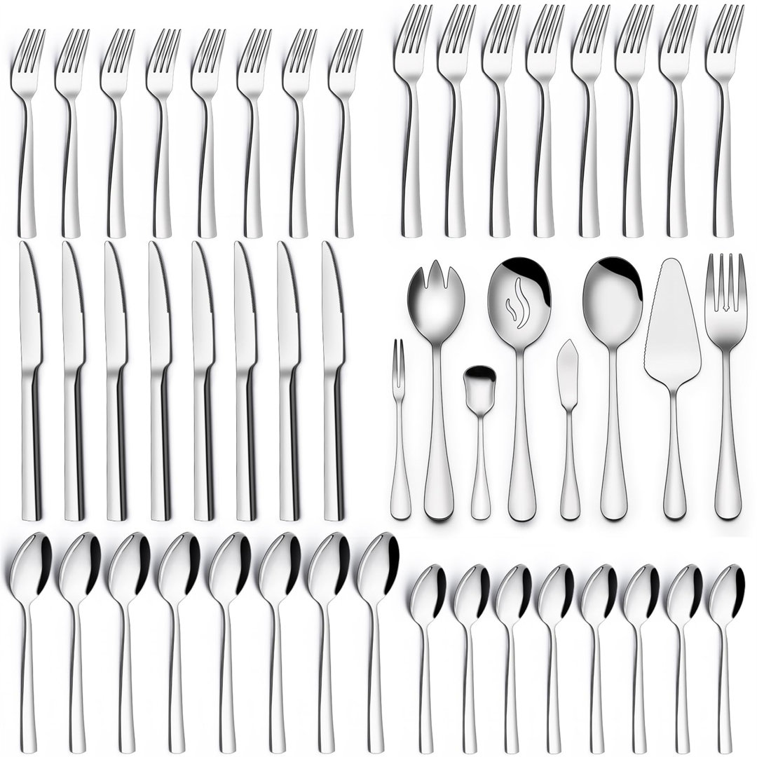 Besteck Set 12 Personen, 68 Teilig Edelstahl Besteckset Mit Serviergeräten, Essbesteck Set Mit Messer Gabel Löffel, Hoch...