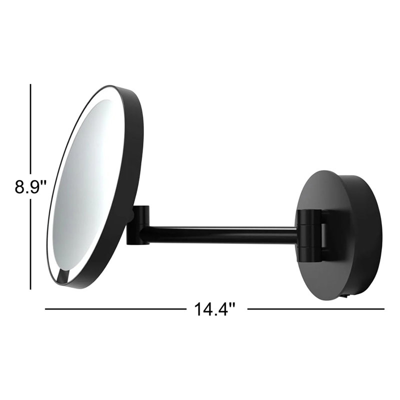 Spiegel Flat Metal Lighted Wall Mirror, Matte Black