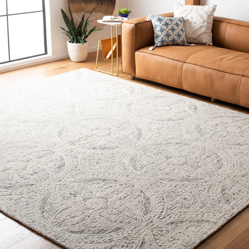 Ameer Hand Tufted Wool/Cotton Rug in Natural/Light Grey, Rectangle 8' x 10'