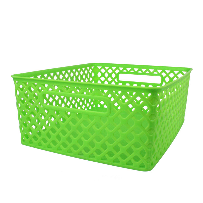 Medium Blue Durable Plastic Woven Storage Basket