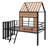 Metal Loft Bed With Roof, Window, Guardrail, Ladder-1566324934