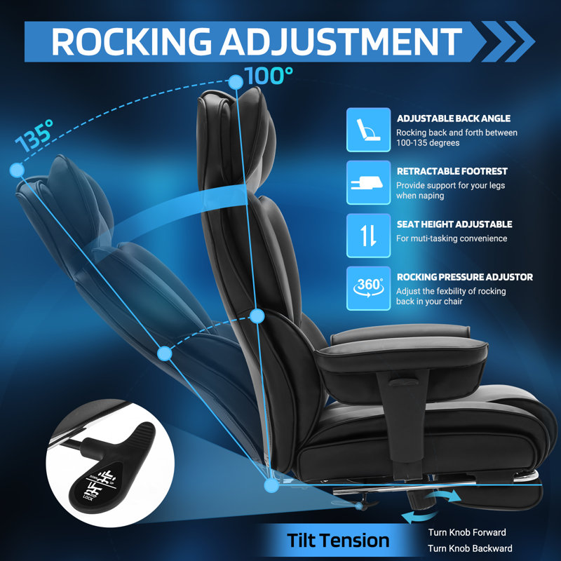 Fauteuil de direction ergonomique avec repose-pieds rétractable