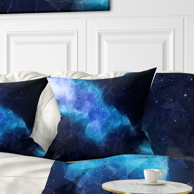 Blue Nebula in Cosmos - Coussin imprimé abstrait, 18 po x 18 po, Coussin décoratif
