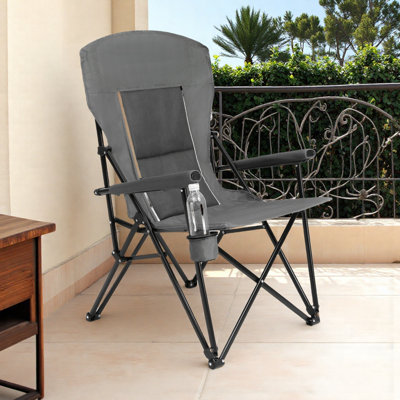 High Back Camping Chair Heavy Duty 250LBS - Oversized Portable Folding Chair with Cup Holder, Perfect for Camping, Tailgating, Beach by Arlmont & Co.