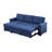 Lucca 84"W Blue Linen Reversible Sleeper Sectional Sofa With Storage Chaise-1251610503