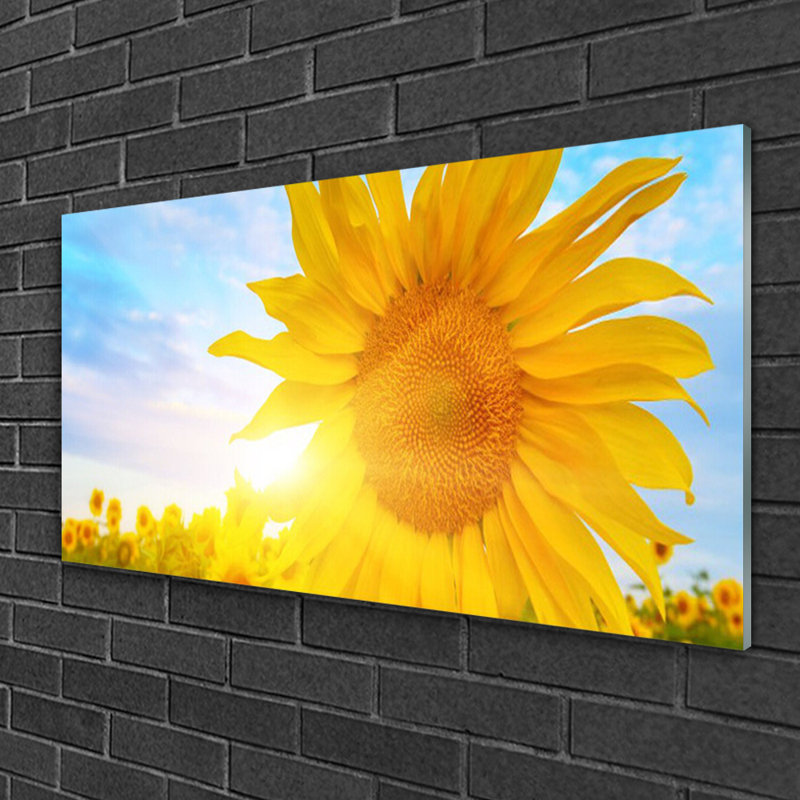 Floral Sunflower - No Frame Print on Glass