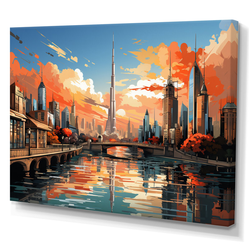 City City Popart II, reproduction d'art sur toile, H 34 po x l 44 po x P 1,5 po, Toile tendue