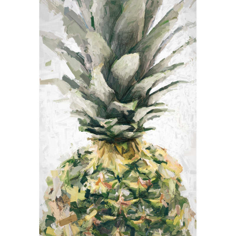 Pineapple On Grey - Wrapped Canvas Painting, 30cm H x 20cm W x 3.8cm D