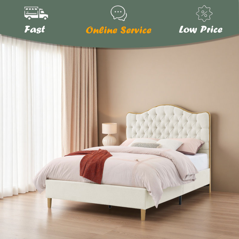 Structure de lit Luxelegance, Beige