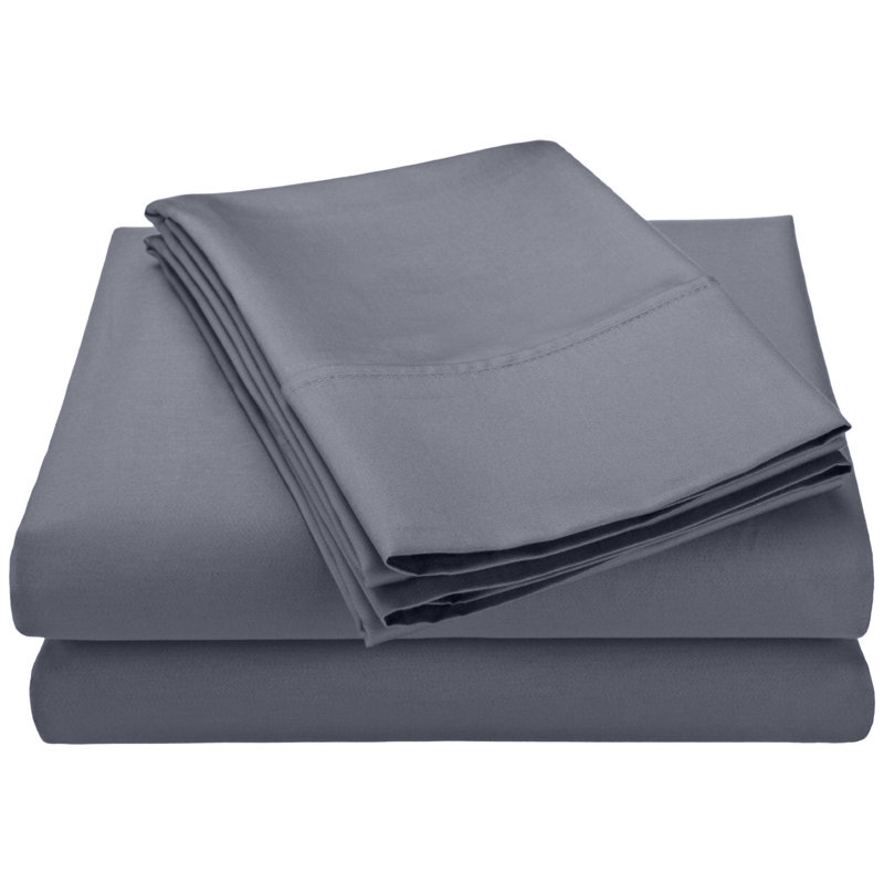 Swiss Club Rayon Sheet Set, Gray, Queen Fitted Sheet with 2 Pillowcases