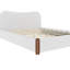 King Size Upholstered Platform Bed Frame with Headboard, Wood Support Legs, Solid Wood Slats, No Box Spring, Easy Assembly, White-307182459-307182456