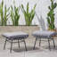 Repose-pieds d'extérieur moderne en fer et en plastique gris, largeur du paquet de 20,5 po, coussins d'eau, polyvalent, profondeur de la table d'assemblage grise de 24,25 po, fer et plastique