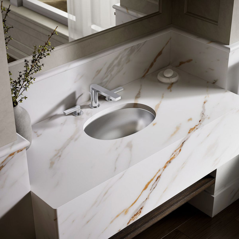 Bolero Metal Oval Dual Mount Bathroom Sink, No