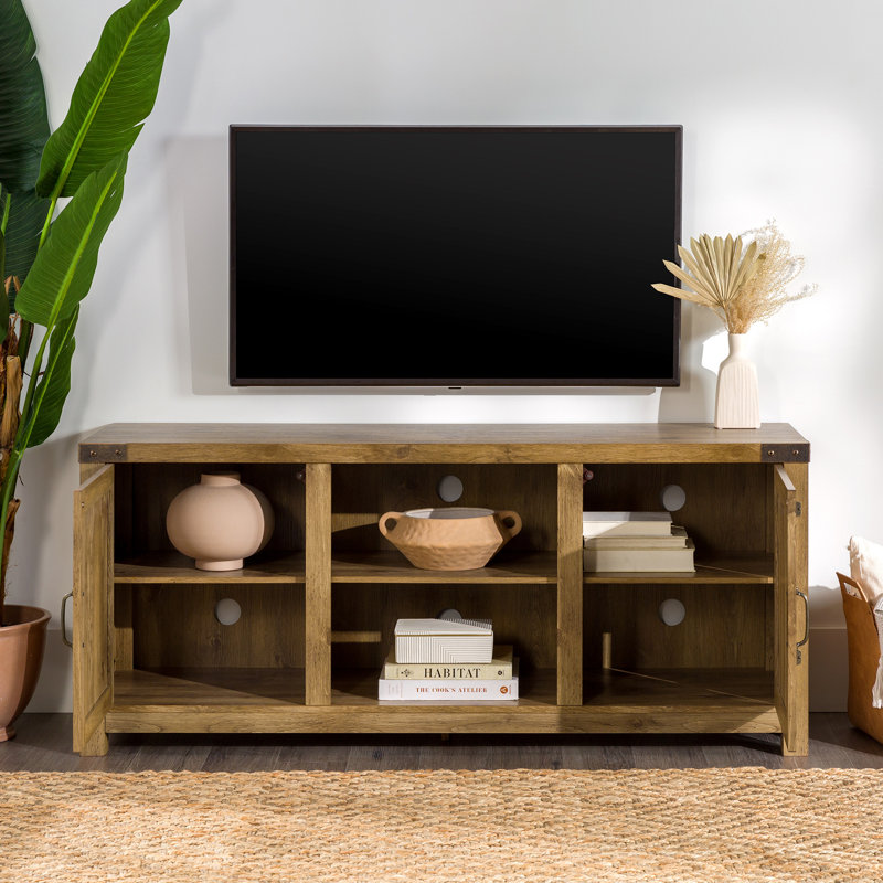 Meuble télé pour téléviseur de 65 po ou moins Taneysha, Bois de grange
