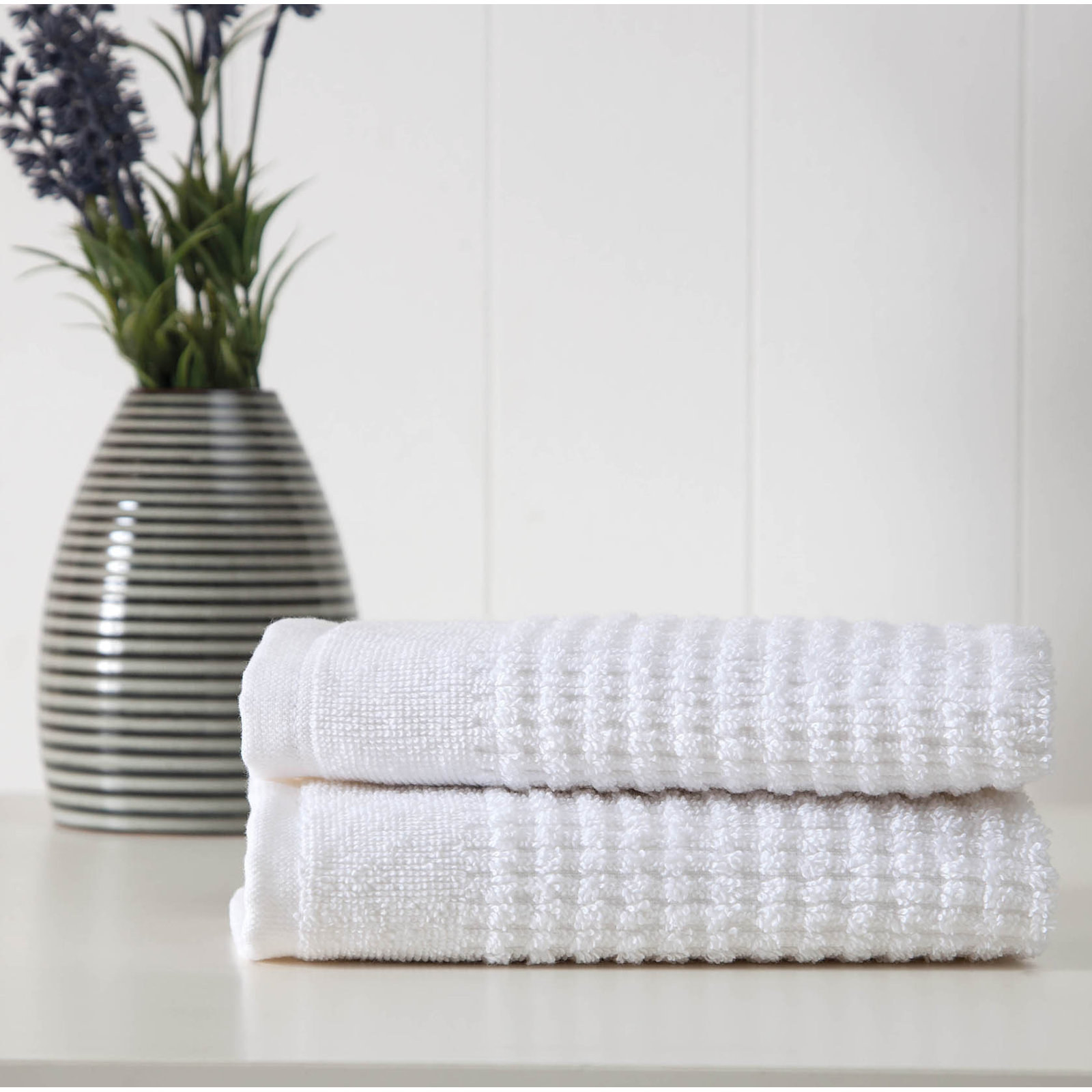 Earline 2-Piece Turkish Cotton Washcloth Set, White