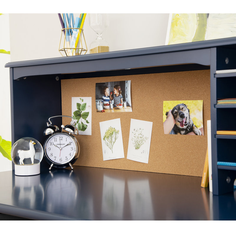 Navy Wooden Kids Computer Desk with Hutch and Chair Set