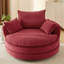Fauteuil pivotant rond rouge à 360° avec coussin double couche, oreiller de soutien, mécanisme silencieux, revêtement en velours côtelé pour une sieste au bureau. Profondeur d'assise de 96,5 cm (38 pouces), 3 coussins amovibles, inclinaison douce.