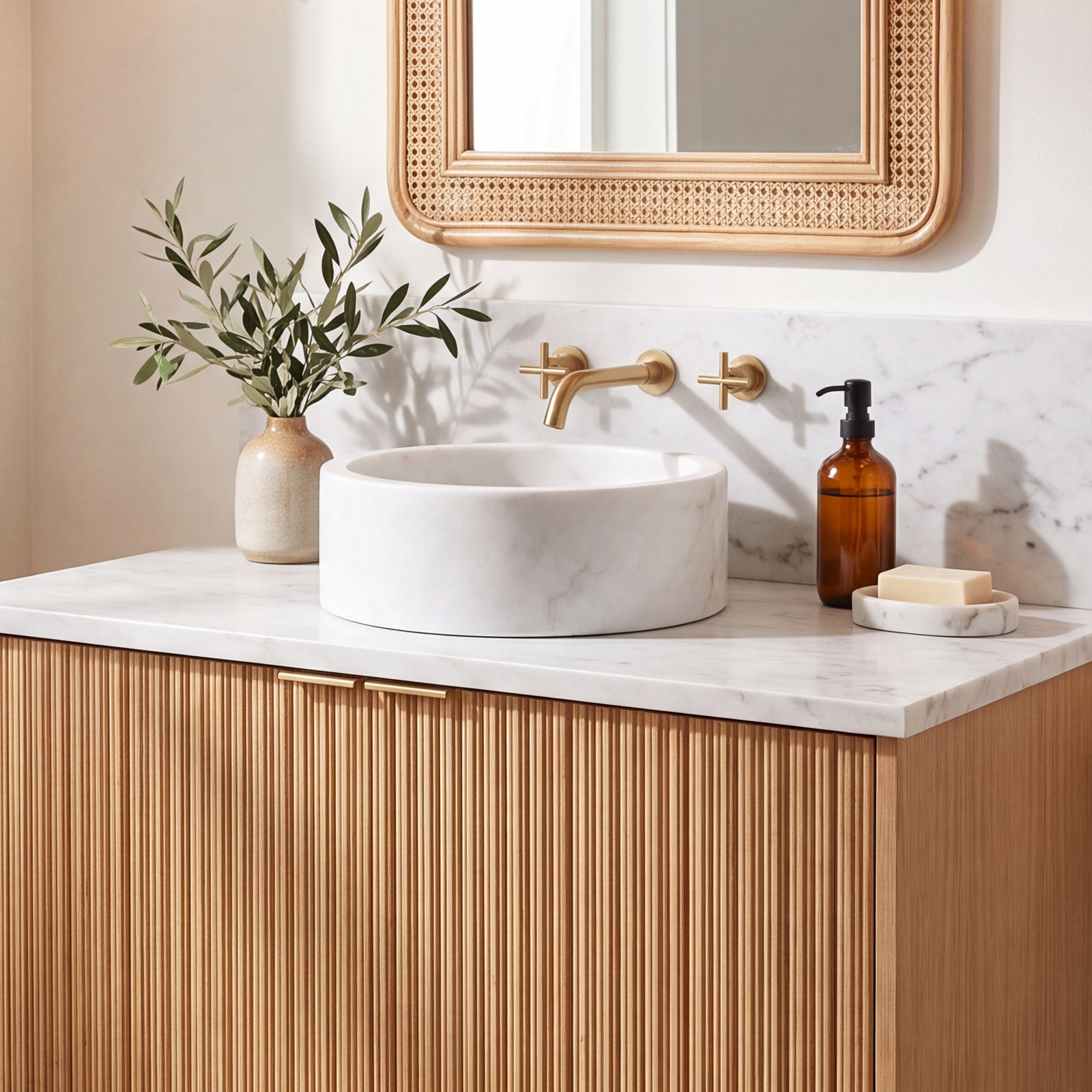 Ordu Round Stone Vessel Bathroom Sink