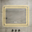 36 po Miroir de salle de bain H LED en cristal poli pour salle de bain