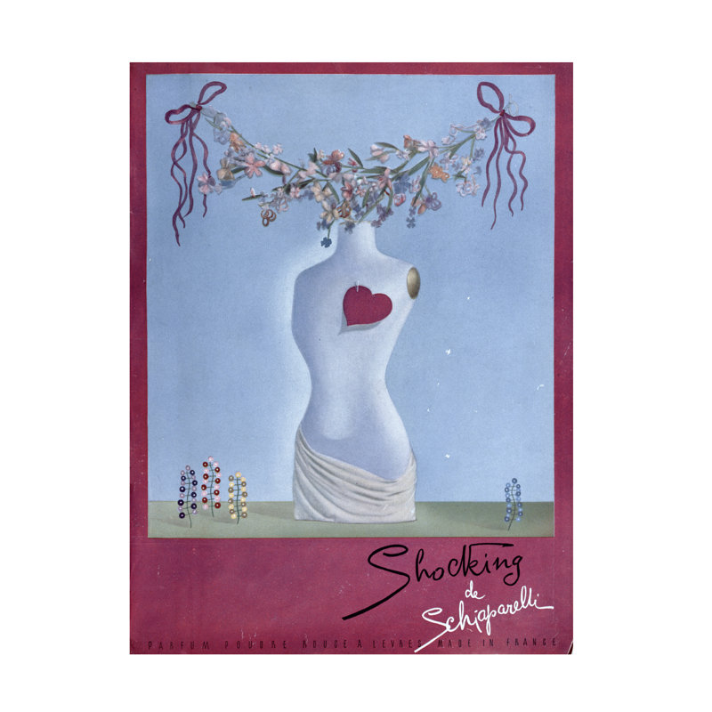 "French School Shocking Perfume Ad" par Schiaparelli, 1938, art sur toile, H 24 po x l 18 po