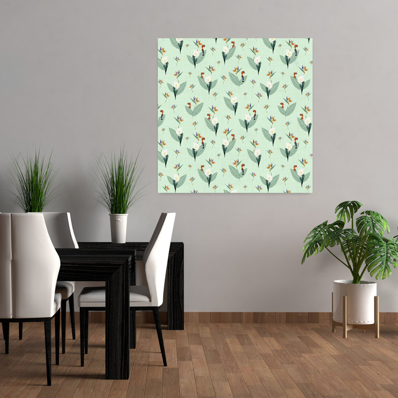 Art contemporain, oiseau contemporain, art tropical, H 36 po x l 36 po