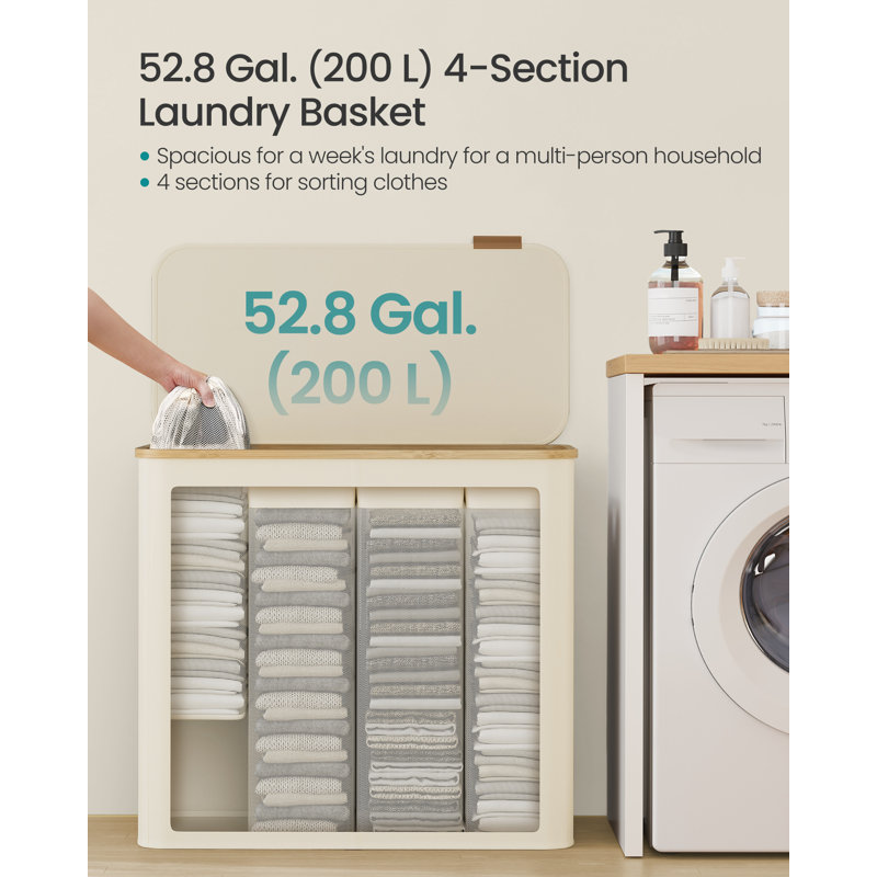 Fabric Laundry Hamper with Handles, White