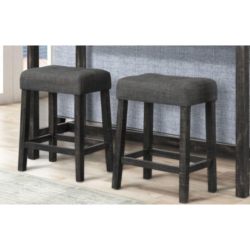 Ensemble bar/salle à manger 3 pièces - Table haute en bois massif avec 2 ports et prise électrique, sièges intégrés, noir anthracite, style transitionnel, table rectangulaire de 152 cm (60 pouces), linge de table inclus