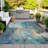 Machine Washable Indoor/Outdoor Xhevrie Teal Rug-111828011