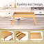 Ensemble de 3 tables-lits en bambou avec pattes pliantes, plateaux de petit-déjeuner, plateau de service, plateau pour ordinateur portable pour travailler, plateau de collation pour lit et canapé (naturel)
