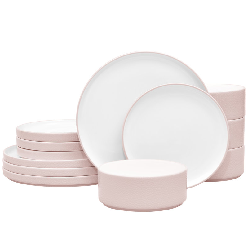 Noritake Colortex Stone 12-Piece Dinnerware Set, Service for 4, Blush