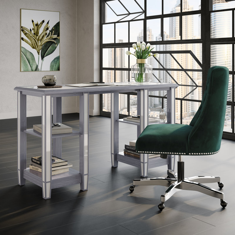Lizbella Glass Top Writing Desk