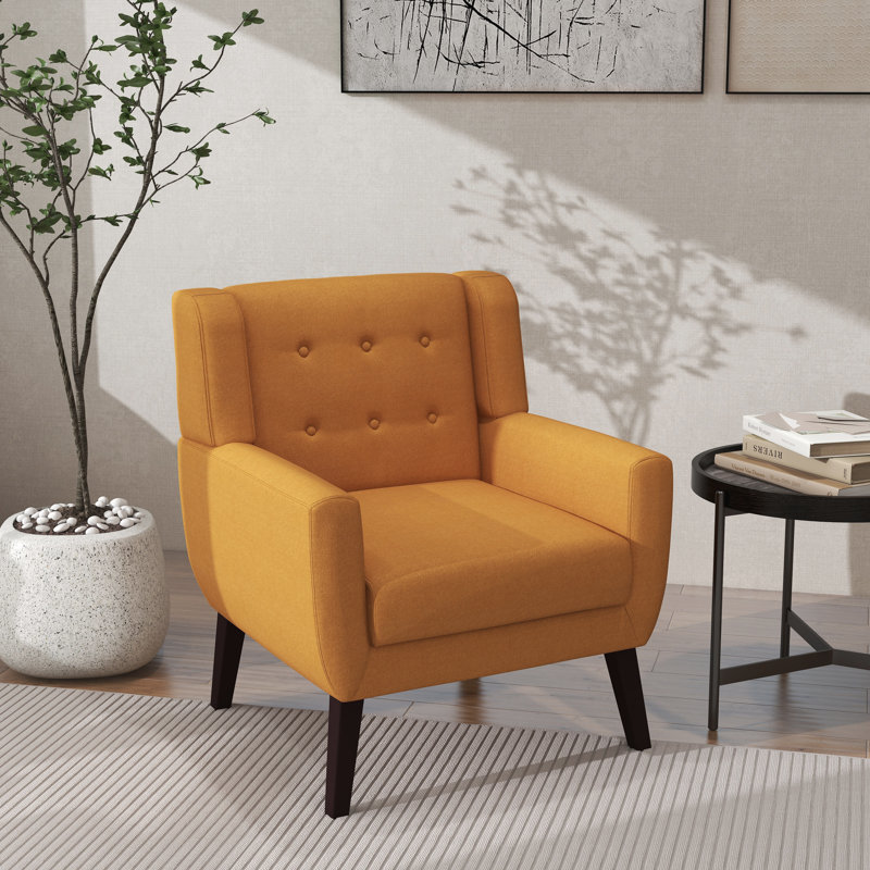 Jaqueze 73.4 Cm Wide Tufted Armchair, Orange Linen Blend