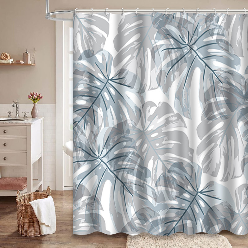 Rideau de douche à motif tropical avec 12 crochets, L 72 po x l 72 po